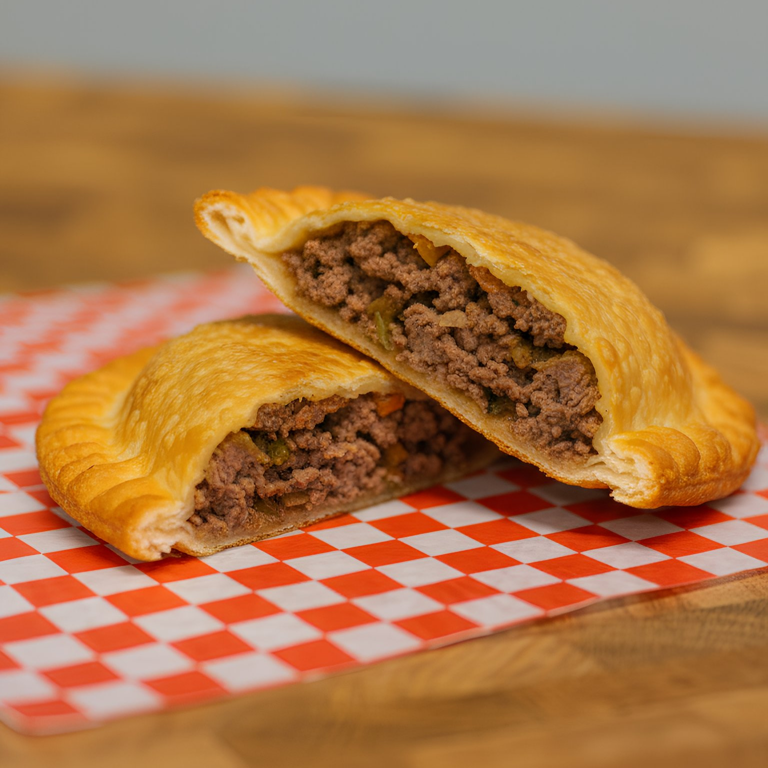 Beef Empanada cut in half